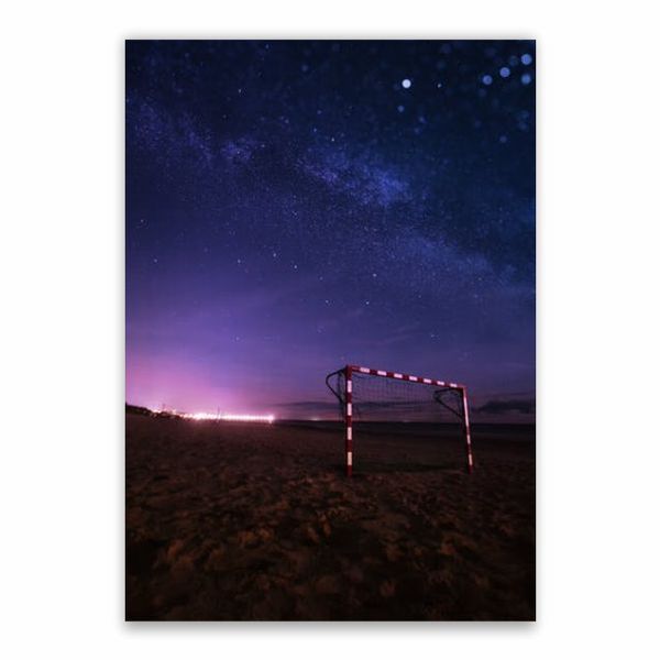 Football Net During Night Sky Poster - A1
