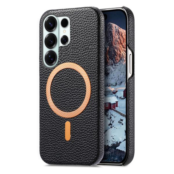 Lychee-Textured Brushed Magnetic Phone Case Compatible with Galaxy S26 PLUS