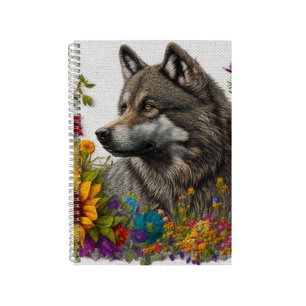 Embroidered GRAY WOLF Notebook Animal Gift Idea Notepad Pad 100