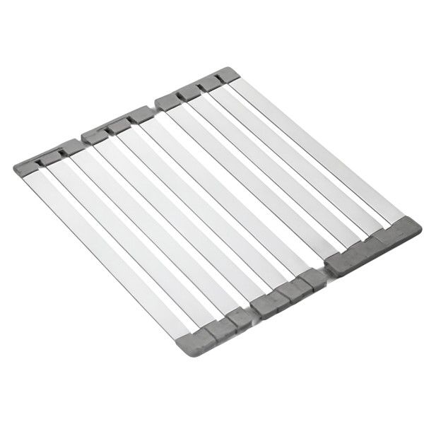 Stainless Steel Roll-Up Dish Rack - Silver