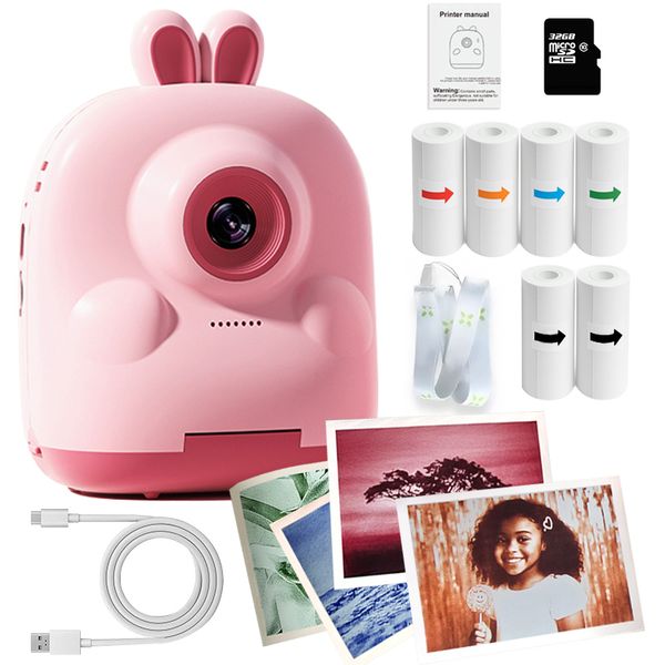 4 Colour Instant Print Camera, Kids Gifts, Dual Lens HD and 1080p, Lumaboat
