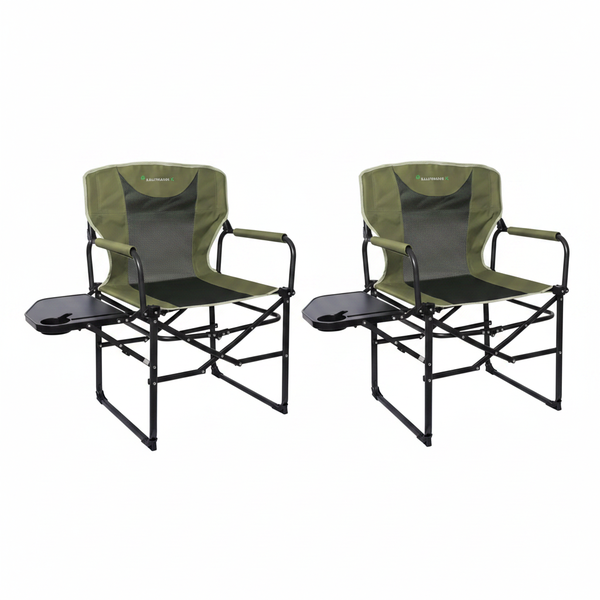 Kaufmann Collapsible Director Chair with Side Table and Cup Holder - 2 Pack