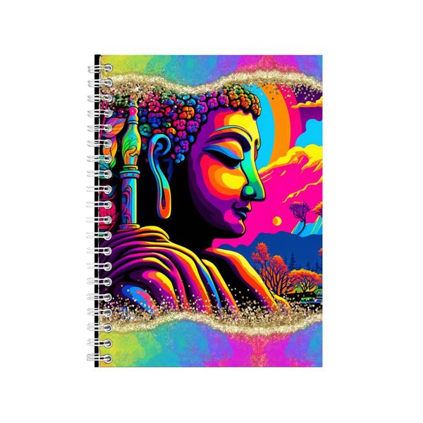 Buddha Statue Neon Notebook Gift Idea Writing Book Notepad Pad 70
