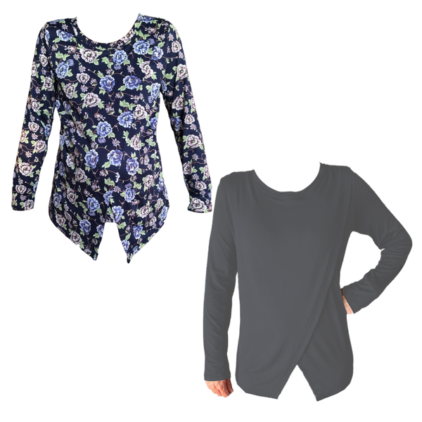 Long Sleeve-2 Pack-Navy Floral &amp; Grey image