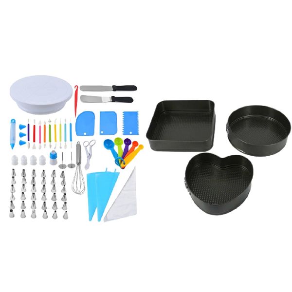 3 Piece Shape Cake Molds With 66 Piece Cake Decorating Tool