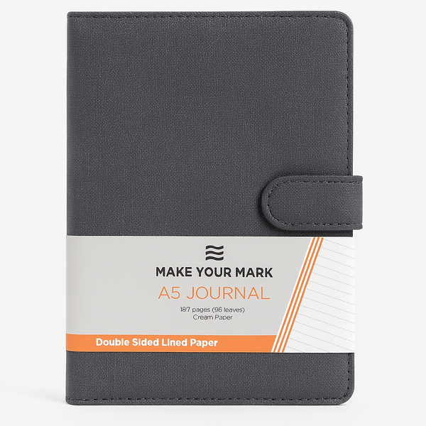 A5 Linen Journal With Buckle 192 Page Ruled With Magnetic Strap Close