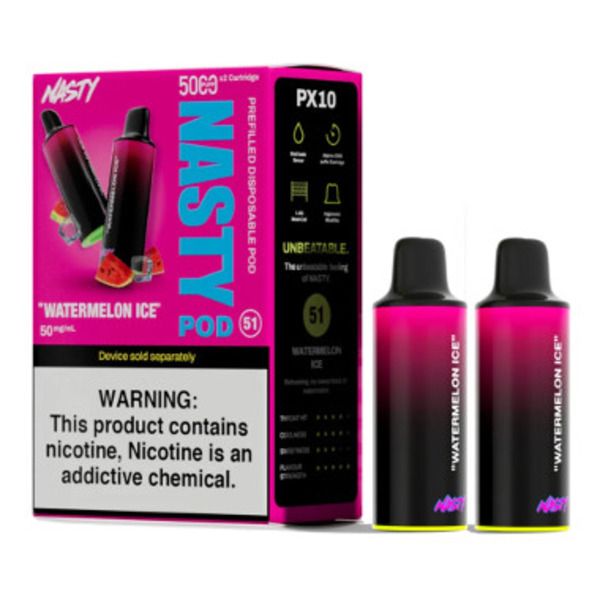 Nasty Disposable replacement pods 5000 Puff -Watermelon Ice x 2