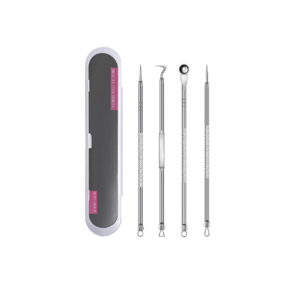 4 Acne Blackhead Remover Silver Needle Tools Set with Box