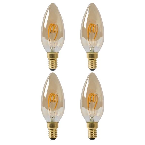 VITO LED Vintage Filament Bulb- Amber Glass Dimmable 3.5W- E14- Set of 4