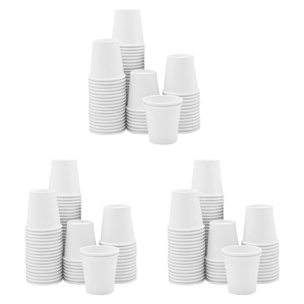White Paper Cups Mouthwash Cups Disposable Cups (100 Pack) 3Oz