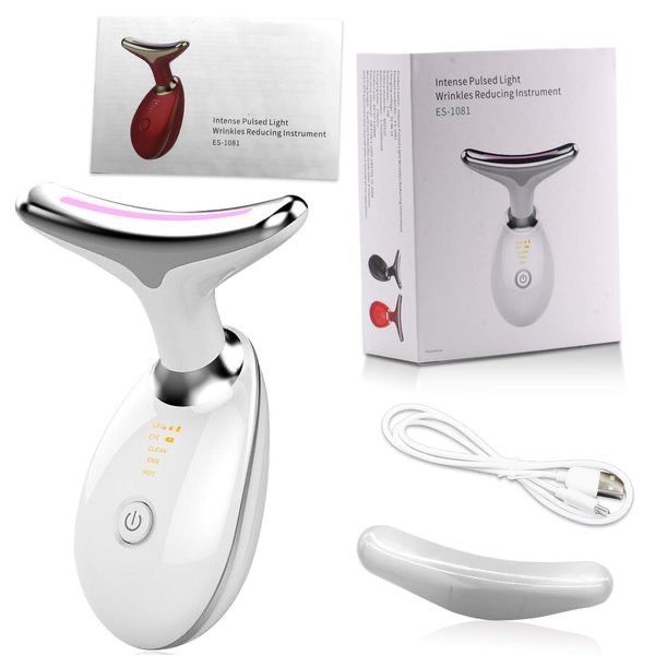 Led Light Neck and Facial Therapy Device and Massager - White