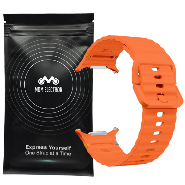 Wave Stitched Strap Compatible With Samsung Galaxy Ultra-Orange