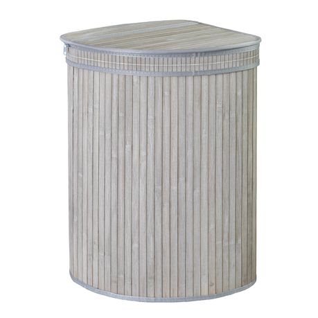Creative Deco 75Lt Corner Bamboo Laundry Basket Image