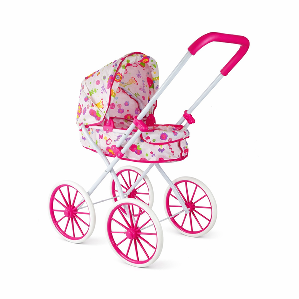 Mini Mommy Doll Pram with Metal Frame &amp; Sun Canopy