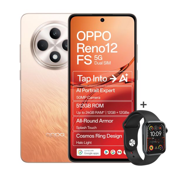 OPPO Reno12 FS 5G 512GB Dual Sim - Amber Orange + Smartwatch