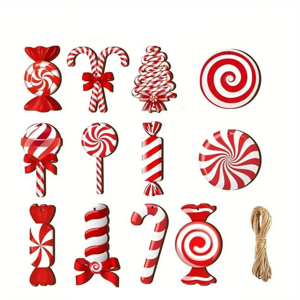 24pcs Red &amp; White Lollipop Christmas Tree Ornaments
