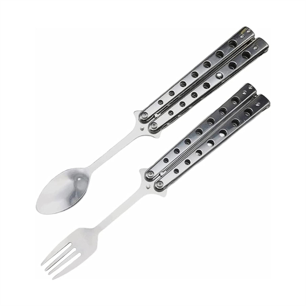 Spoon and Fork Set, Collapsible Stainless Steel Cutlery for Kitchen BBQ