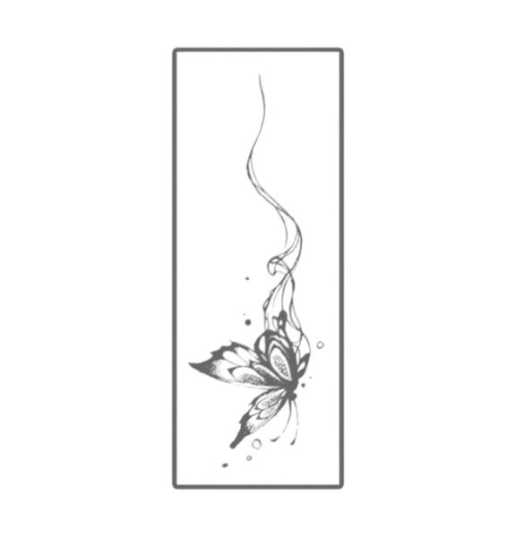 1 Piece - Intricate Butterfly Design Temporary Tattoo - Black
