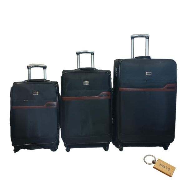 G4 Premium 3-Piece Suitcase Set: Black+ Smte Keyring