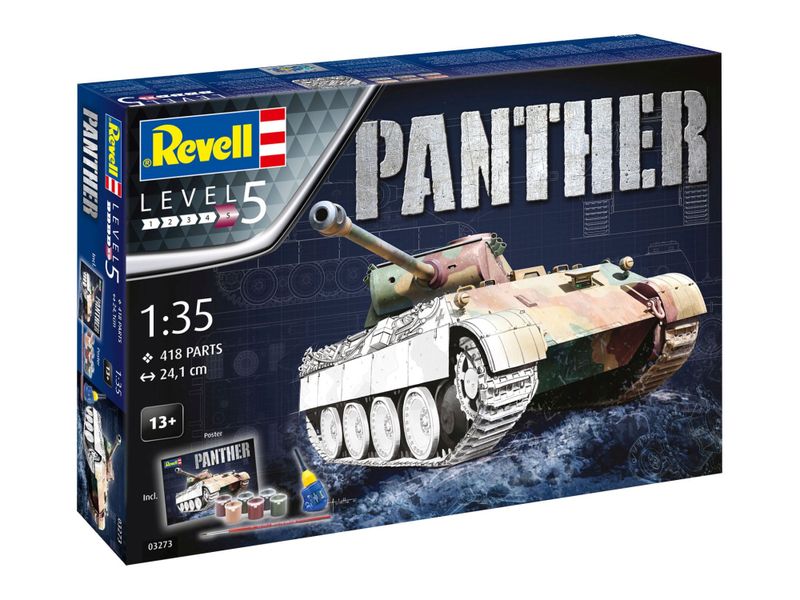 Revell 1/35 Panther Ausf. D Plastic Model Kit w/Paints, Glue &amp; Brush