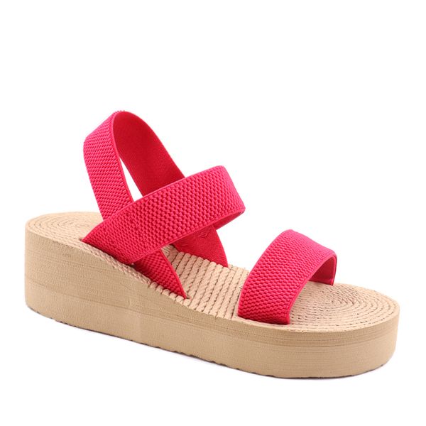 Ladies Platform Woven Insole Elasticated Slingback