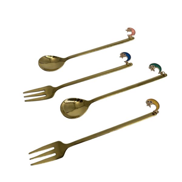 4-Piece Quater Moon With Star Spoon And Fork AMP-JY08