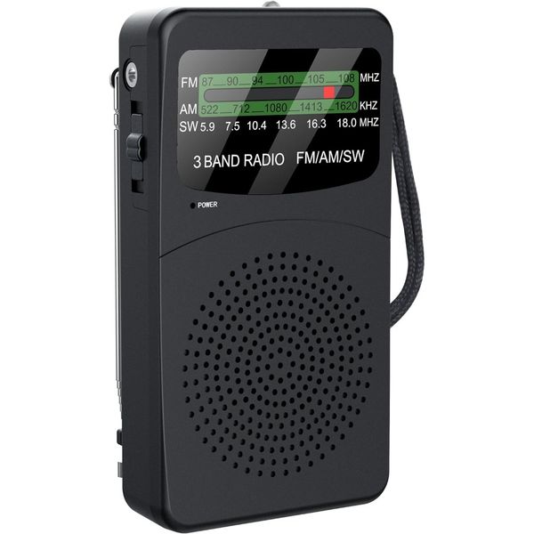 FM AM SW Back Clip Pocket Radio, Battery Operated Mini Radios, Portable
