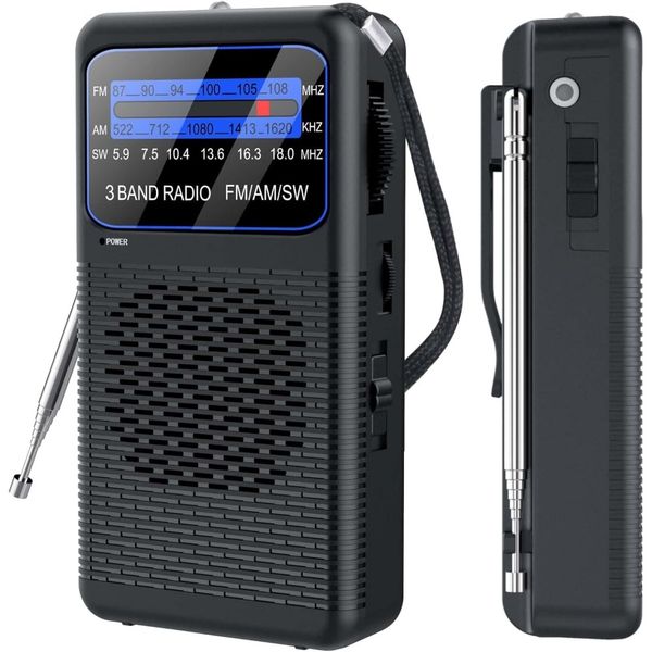 AM FM SW 3 Band Pocket Radio, Portable Battery Operated Shortwave Radio