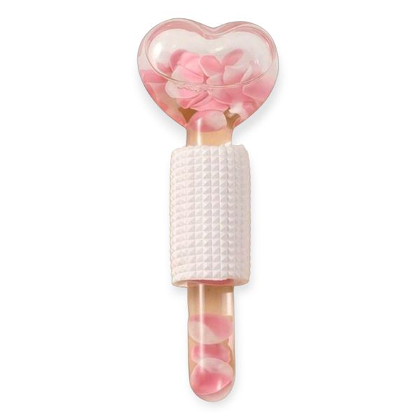 Facial Cooling Ice Globe - Heart-Shaped Pink Glitter Massage Wand
