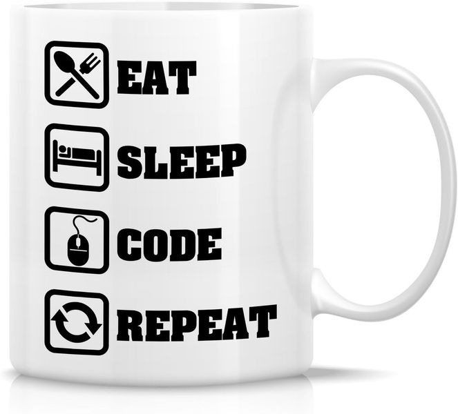 Eat Sleep Code Repeat Christmas Birthday Developer Computer Geek Gift Mug
