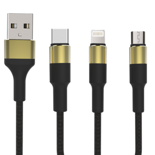 Moxom 3 in1 charging Cable - CC53 - 3A BLACK