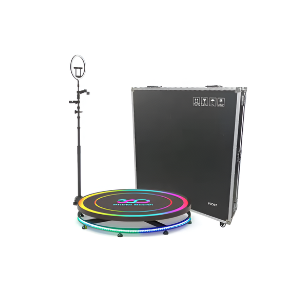 80cm 360-Degree Rotating Ring Light Photo Booth for Events and Photoshoots
