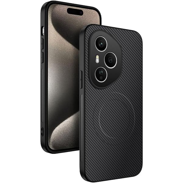 Magsafe Carbon Fiber Silicone Phone Case Compatible With Honor 400 Pro