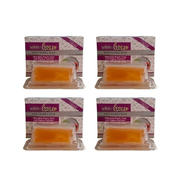 White Gold Papaya Soap | Anti Marks | Brightening &amp; Cleansing Bar | 4-Pack