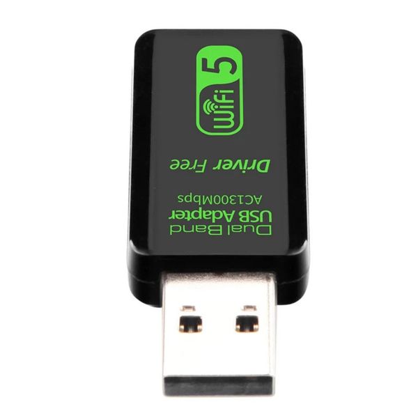 5G Dual-Band Wireless USB Network Card 1300Mbps PC Black