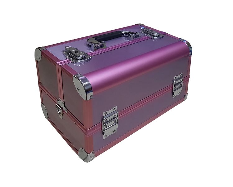 Aluminum Makeup Organizer Jewellery Cosmetic Box with 4 Trays - Matte Black