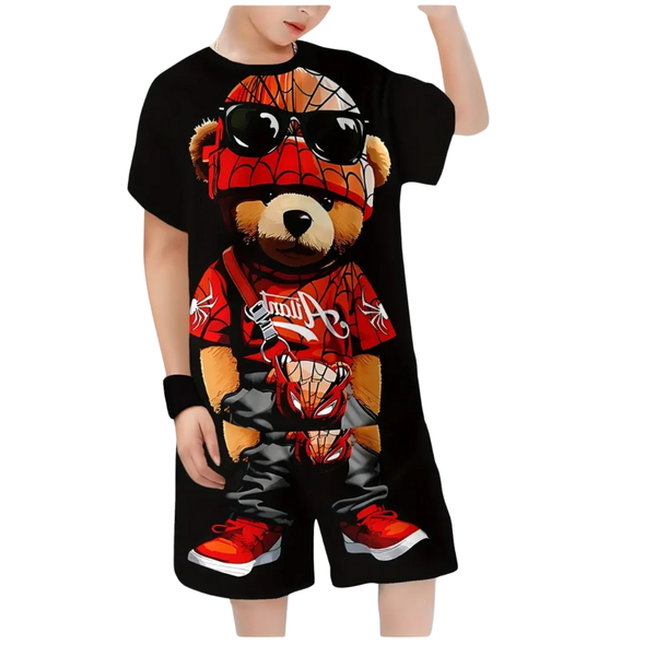 Kiddies 2 Piece T- Shirt and Shorts - Teddy Bear