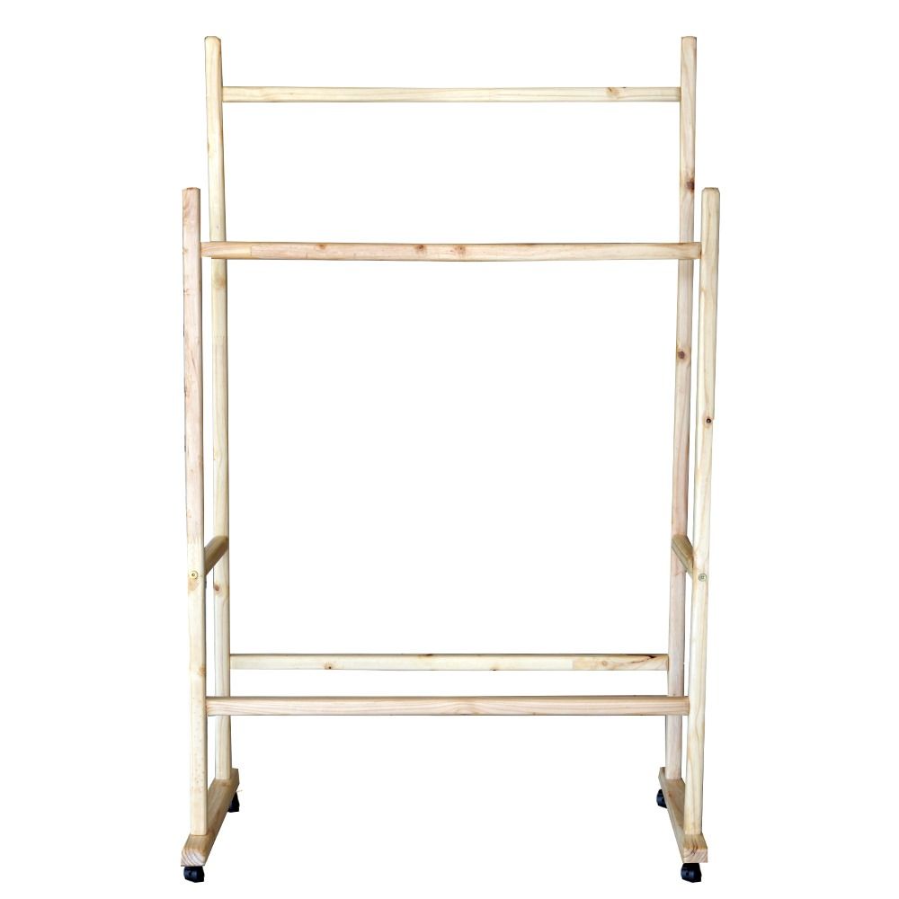 Modern Wooden Double Pole Clothing Rack with Wheels by Woodly Shop Today. Get it Tomorrow