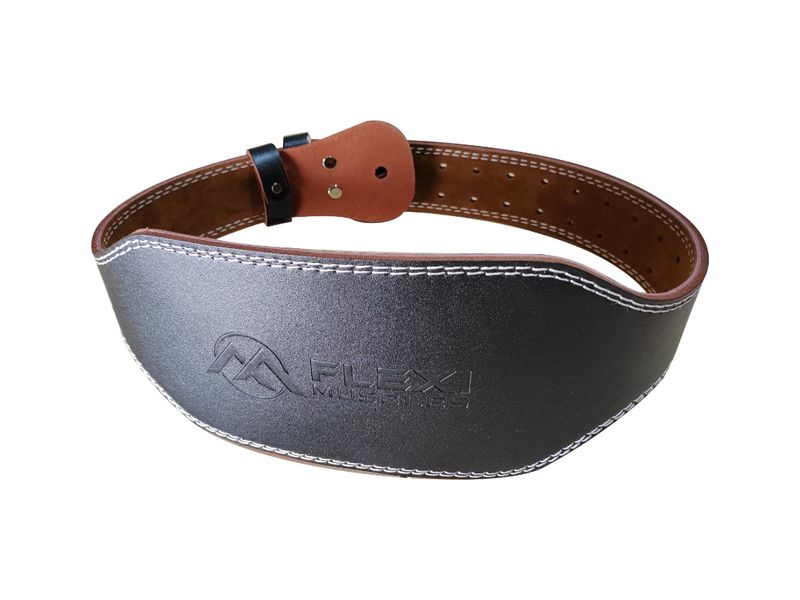 Flexi Muscles - Leather Weight Lifting Belt for Men &amp; Women