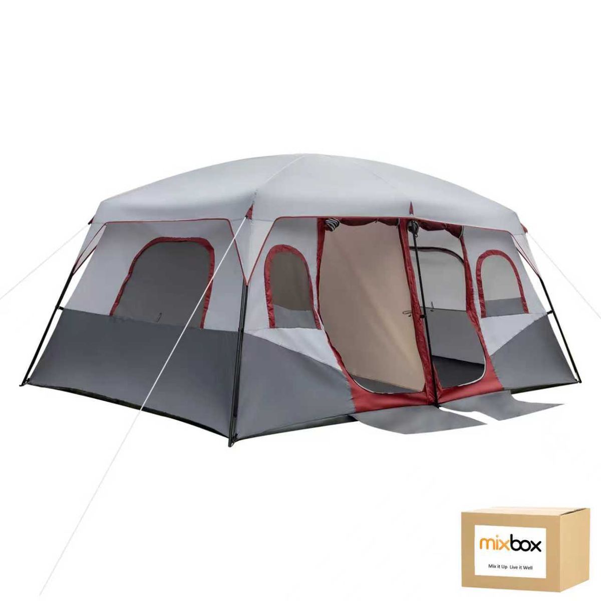 Mix Box Outdoor Camping 8-12 Person Family Canopy Tent, 2 Room,Extal large