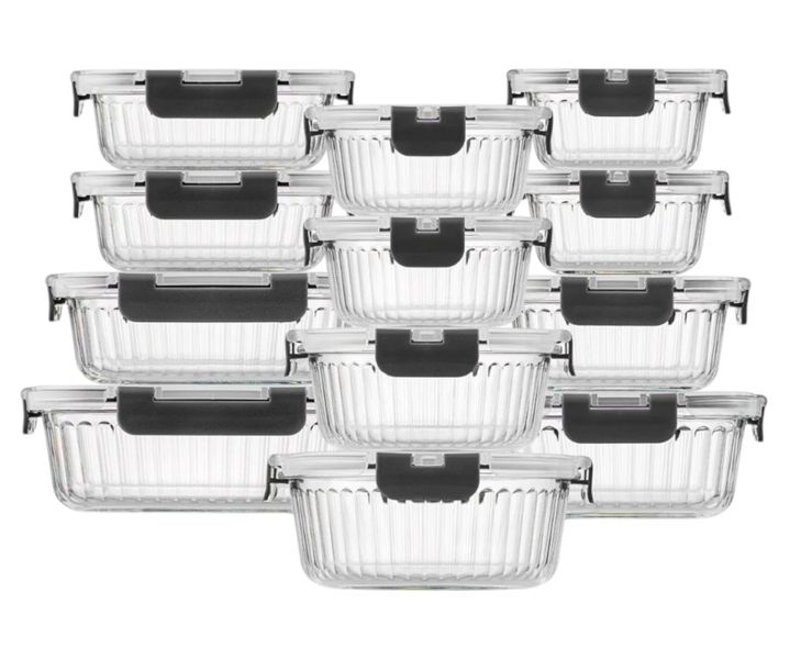 12 Piece - Glass Lunch Box Set - Transparent