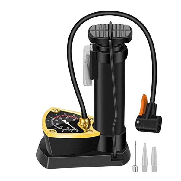 8-978 Portable Mini Bicycle Foot Activated Floor Pump with Gauge