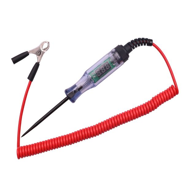 Digital Display Voltage Tester Pen with Spring Line for Car Repair