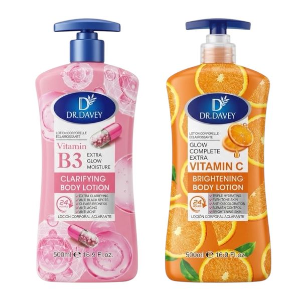 Pack of 2-Dr Davey Vitamin C B3 Extra Glow Moisture 24H Body Lotion 500ml