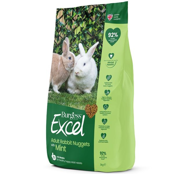 Burgess Excel Adult Rabbit Nuggets with Mint 3kg