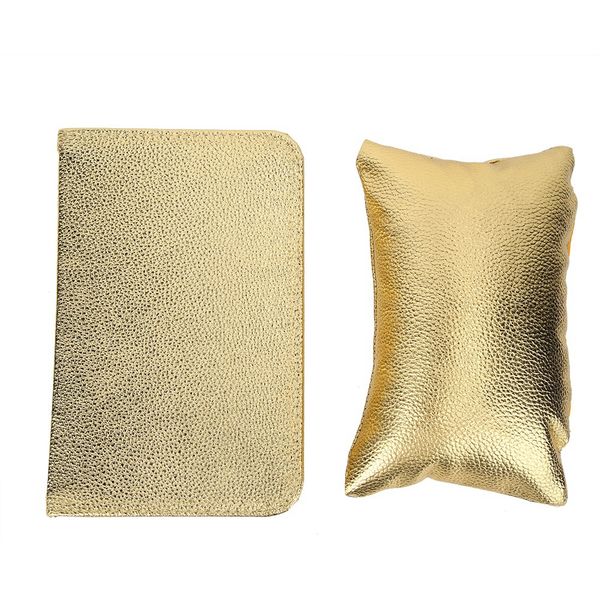 Nail Art Hand Pillow Arm Rest Cushion Foldable Mat Manicure Tool Gold