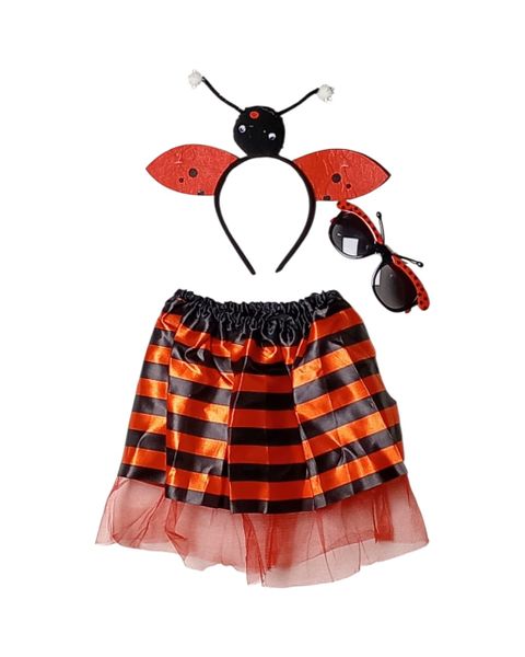 Ele Red Lady Bug Tutu Set with Lady Bug Glasses 3 Piece