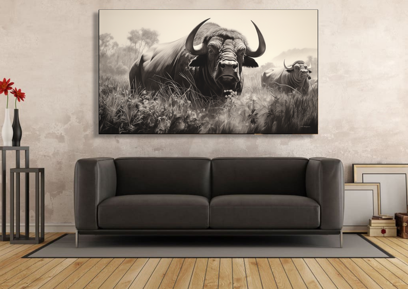 Canvas Wall Art - Buffalo Bush Grazers - IM1112