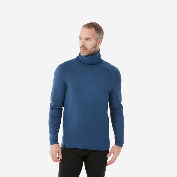 Wedze Men's Warm, Breathable Turtleneck Ski Base Layer 500 - Dark Blue
