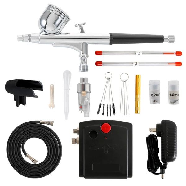 TC-100 Mini Air Pump Airbrush Set w/ Compressor 0.3mm Sprayer Airbrush Kit